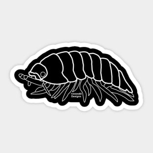 Pill Bug Outline (white) Sticker